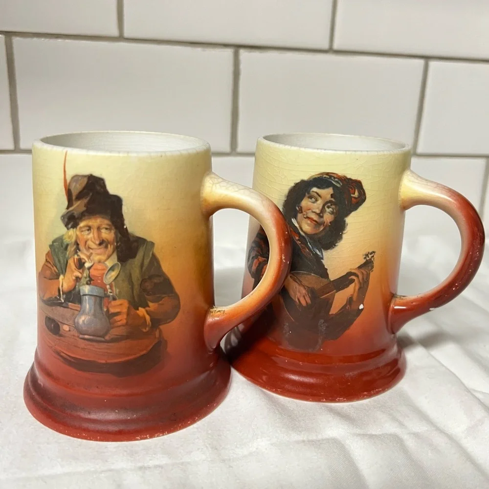 Vintage Heurich Brewery Beer Mugs Collectible Breweriana Set of 2